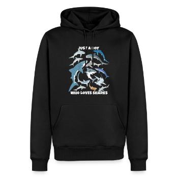 Just a boy who loves sharks - Männer Premium Bio Hoodie - Schwarz - Vorne - Nico (187cm)