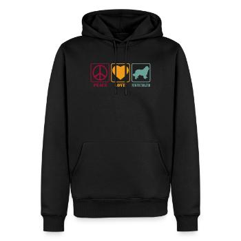 T-shirt chien de Terre-Neuve - Peace Love - Sweat à capuche Premium bio Homme - noir - Devant - Nico (187cm)