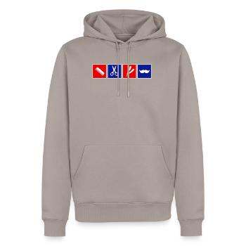 Barber - Men’s Premium Organic Hoodie - taupe - Front - Nico (187cm)