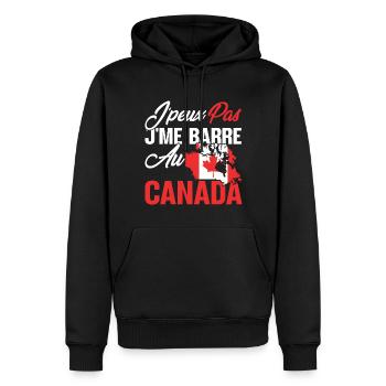 Je peux pas, j'me barre au canada - Sweat à capuche Premium bio Homme - noir - Devant - Nico (187cm)