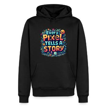 Chaque pixel raconte une histoire - Retro Gaming - Sweat à capuche Premium bio Homme - noir - Devant - Nico (187cm)