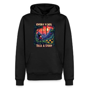 Chaque pixel raconte une histoire - Retro Gaming - Sweat à capuche Premium bio Homme - noir - Devant - Nico (187cm)