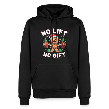No Lift No Gift - Bodybuilder Gingerbread Man - Sweat à capuche Premium bio Homme - noir - Devant - Nico (187cm)