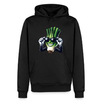 Cool oignon de printemps style bande dessinée - Sweat à capuche Premium bio Homme - noir - Devant - Nico (187cm)