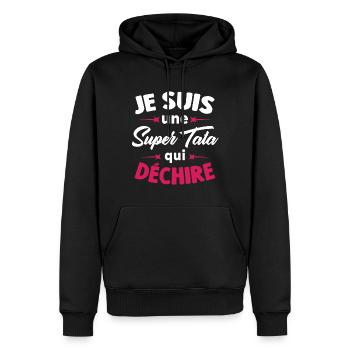 Je Suis Une Super Tata Qui Déchire - Sweat à capuche Premium bio Homme - noir - Devant - Nico (187cm)