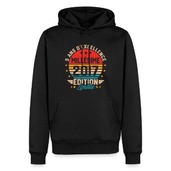 Cadeau d'anniversaire 5 ans millésime 2017 - Sweat à capuche Premium bio Homme - noir - Devant - Nico (187cm)