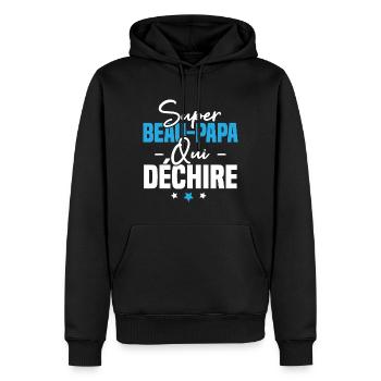 Super beau papa qui déchire - Sweat à capuche Premium bio Homme - noir - Devant - Nico (187cm)