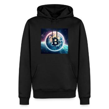 Bitcoin découvre l’espace - Sweat à capuche Premium bio Homme - noir - Devant - Nico (187cm)