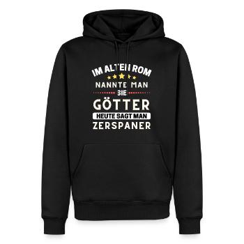 Dans la Rome antique, ils étaient des dieux. Le machiniste d’aujourd’hui - Sweat à capuche Premium bio Homme - noir - Devant - Nico (187cm)