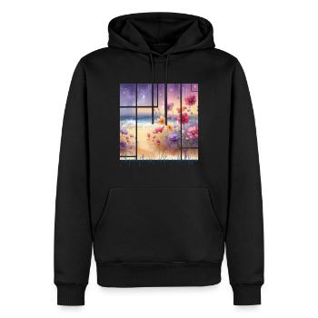 Flowers - Men’s Premium Organic Hoodie - black - Front - Nico (187cm)