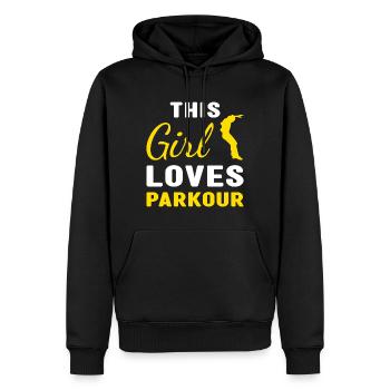 Traceur Cette fille adore le parkour - Sweat à capuche Premium bio Homme - noir - Devant - Nico (187cm)