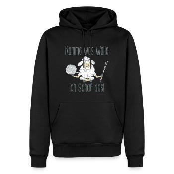 Komme was Wolle, ich Schaf das! Tierisches Motiv - Männer Premium Bio Hoodie - Schwarz - Vorne - Nico (187cm)
