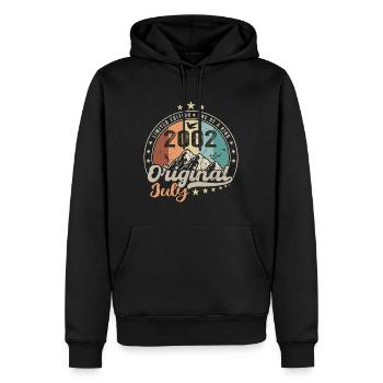 Juli 2002 Jubiläum Geschenkidee Juli 2002 - Männer Premium Bio Hoodie - Schwarz - Vorne - Nico (187cm)