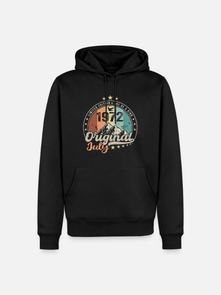 Juli 1972 Jubiläumsgeschenkidee Juli 1972 - Männer Premium Bio Hoodie - Schwarz