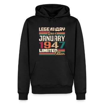 Birthday Gift Born in January 1947 - 1947 - Men’s Premium Organic Hoodie - black - Front - Nico (187cm)