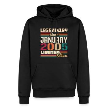 Geburtstagsgeschenk Geboren Im Januar 2005 - 2005 - Männer Premium Bio Hoodie - Schwarz - Vorne - Nico (187cm)