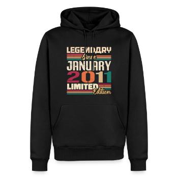 Geburtstagsgeschenk Geboren Im Januar 2011 - 2011 - Männer Premium Bio Hoodie - Schwarz - Vorne - Nico (187cm)