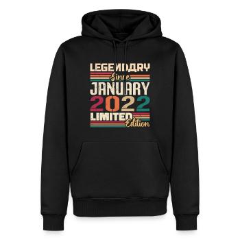 Geburtstagsgeschenk Geboren Im Januar 2022 - 2022 - Männer Premium Bio Hoodie - Schwarz - Vorne - Nico (187cm)