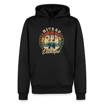 Niveau 74 débloque - Sweat à capuche Premium bio Homme - noir - Devant - Nico (187cm)