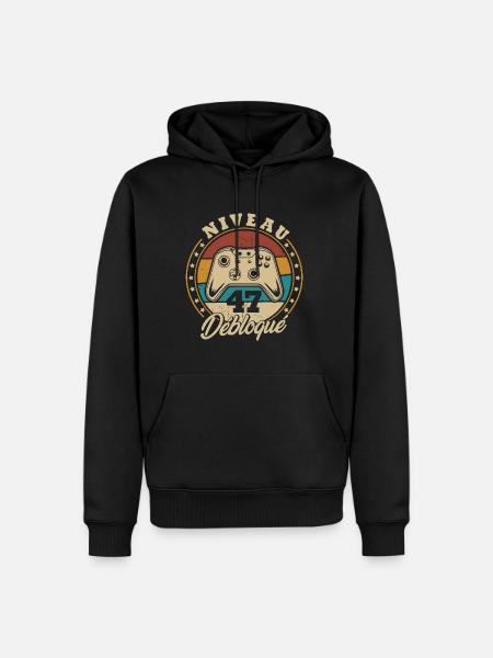 Niveau 47 débloque - Sweat à capuche Premium bio Homme - noir