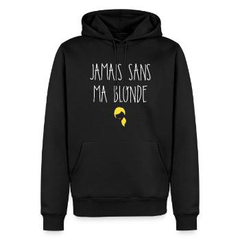 Jamais sans ma blonde - Sweat à capuche Premium bio Homme - noir - Devant - Nico (187cm)
