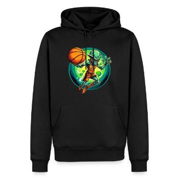 Basketball Alien - Männer Premium Bio Hoodie - Schwarz - Vorne - Nico (187cm)