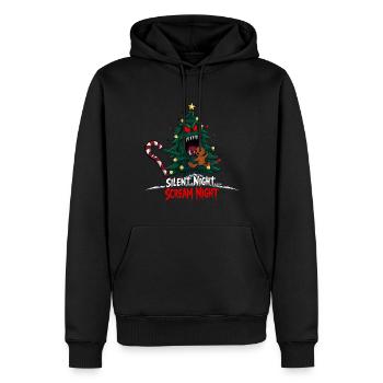 Creepy Christmas tree chases gingerbread man - Men’s Premium Organic Hoodie - black - Front - Nico (187cm)