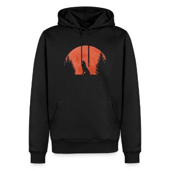 Wolf - Männer Premium Bio Hoodie - Schwarz - Vorne - Nico (187cm)