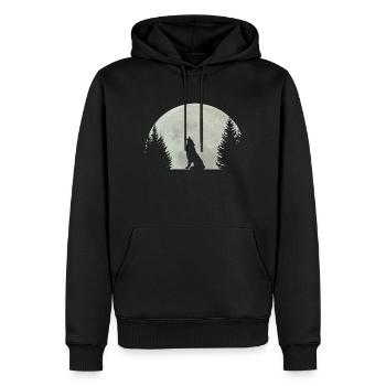 Wolf - Männer Premium Bio Hoodie - Schwarz - Vorne - Nico (187cm)