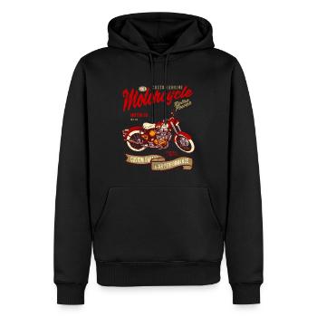 RÉTRO POWER MOTO CAFERACER BIKER RIDER MOTIF - Sweat à capuche Premium bio Homme - noir - Devant - Nico (187cm)
