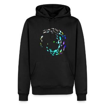 School of fish,fish,painting,graffiti,bright colors - Men’s Premium Organic Hoodie - black - Front - Nico (187cm)