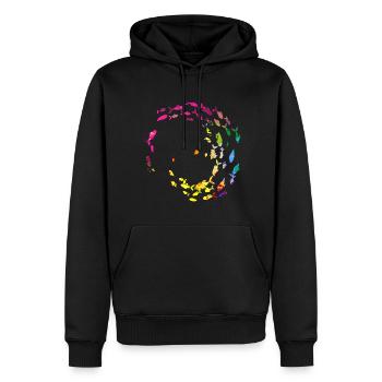School of fish,fish,painting,graffiti,bright colors - Men’s Premium Organic Hoodie - black - Front - Nico (187cm)
