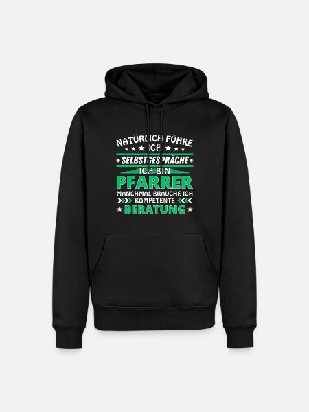 Ich führe Selbstgespräche - Pfarrer Edition - Männer Premium Bio Hoodie - Schwarz