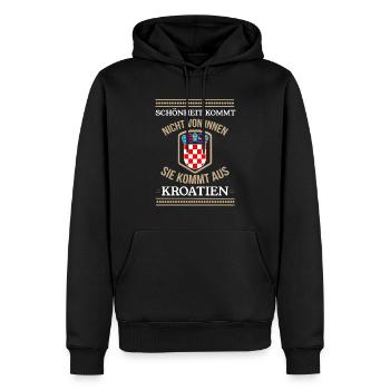 Schönheit kommt nicht von innen - aus Kroatien - Männer Premium Bio Hoodie - Schwarz - Vorne - Nico (187cm)