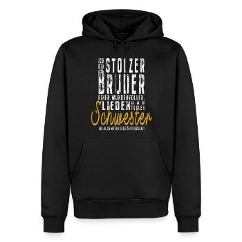 Ich bin stolzer Bruder einer tollen Schwester - Männer Premium Bio Hoodie - Schwarz - Vorne - Nico (187cm)