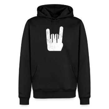 Frites Metal Hand Rock Metal Musique - Sweat à capuche Premium bio Homme - noir - Devant - Nico (187cm)