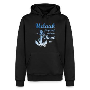 Les vacances commencent sur mon bateau à l’ancre T-shirt - Sweat à capuche Premium bio Homme - noir - Devant - Nico (187cm)