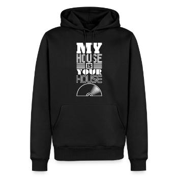 My House Is Your House Music Festival - Männer Premium Bio Hoodie - Schwarz - Vorne - Nico (187cm)
