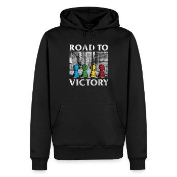Jeux de société Road to Victory - Sweat à capuche Premium bio Homme - noir - Devant - Nico (187cm)