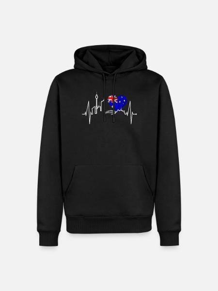 Sydney Skyline Herzschlag Australien Flagge Herz - Männer Premium Bio Hoodie - Schwarz