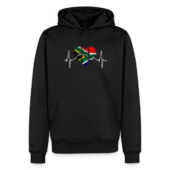 Cape Town Skyline Heart South Africa Flag Table Mountain - Men’s Premium Organic Hoodie - black - Front - Nico (187cm)