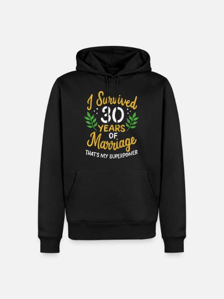 30-jarig huwelijk overleefde 30 jaar - Mannen Premium Bio hoodie - zwart