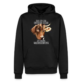 Der Unterschied Ist Deine Wahrnehmung Vegan Hund - Männer Premium Bio Hoodie - Schwarz - Vorne - Nico (187cm)