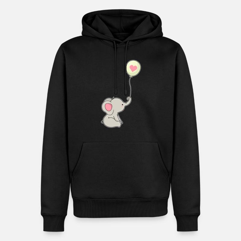 Éléphant et ballon avec coeur - Sweat à capuche Premium bio Homme - noir