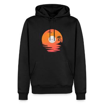 Vinyl Record Retro Sea Sunset DJ Gift - Men’s Premium Organic Hoodie - black - Front - Nico (187cm)