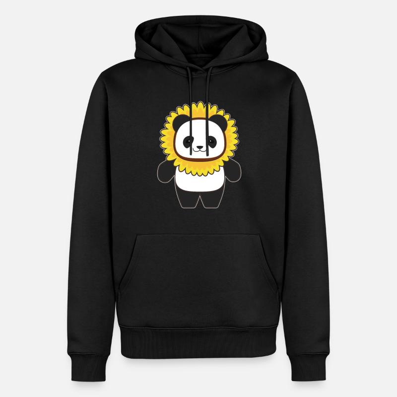 Panda mit Sonnenblume - Männer Premium Bio Hoodie - Schwarz