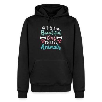 It’s A Beautiful Day To Save Animals Bien-être animal - Sweat à capuche Premium bio Homme - noir - Devant - Nico (187cm)