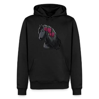 Cheval de frise avec des fleurs cadeau de fan de cheval - Sweat à capuche Premium bio Homme - noir - Devant - Nico (187cm)