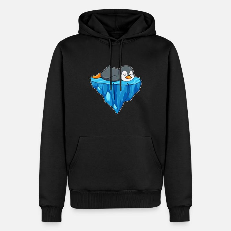Pinguin auf Eisscholle - Männer Premium Bio Hoodie - Schwarz