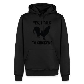 Drôle Oui je parle à des poulets de ferme Poulet Animal - Sweat à capuche Premium bio Homme - noir - Devant - Nico (187cm)